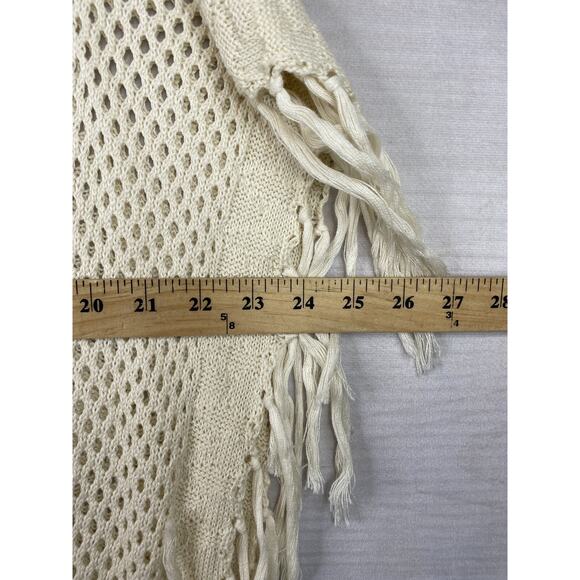 Willow And Clay Top Womens M Cream Bohemian Crochet Lace Open Knit Fringe - Picture 7 of 9
